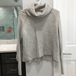 grey knit cowl neck sweater